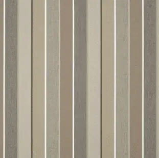 Vertical beige and gray window blinds with alternating light and shadow lines.